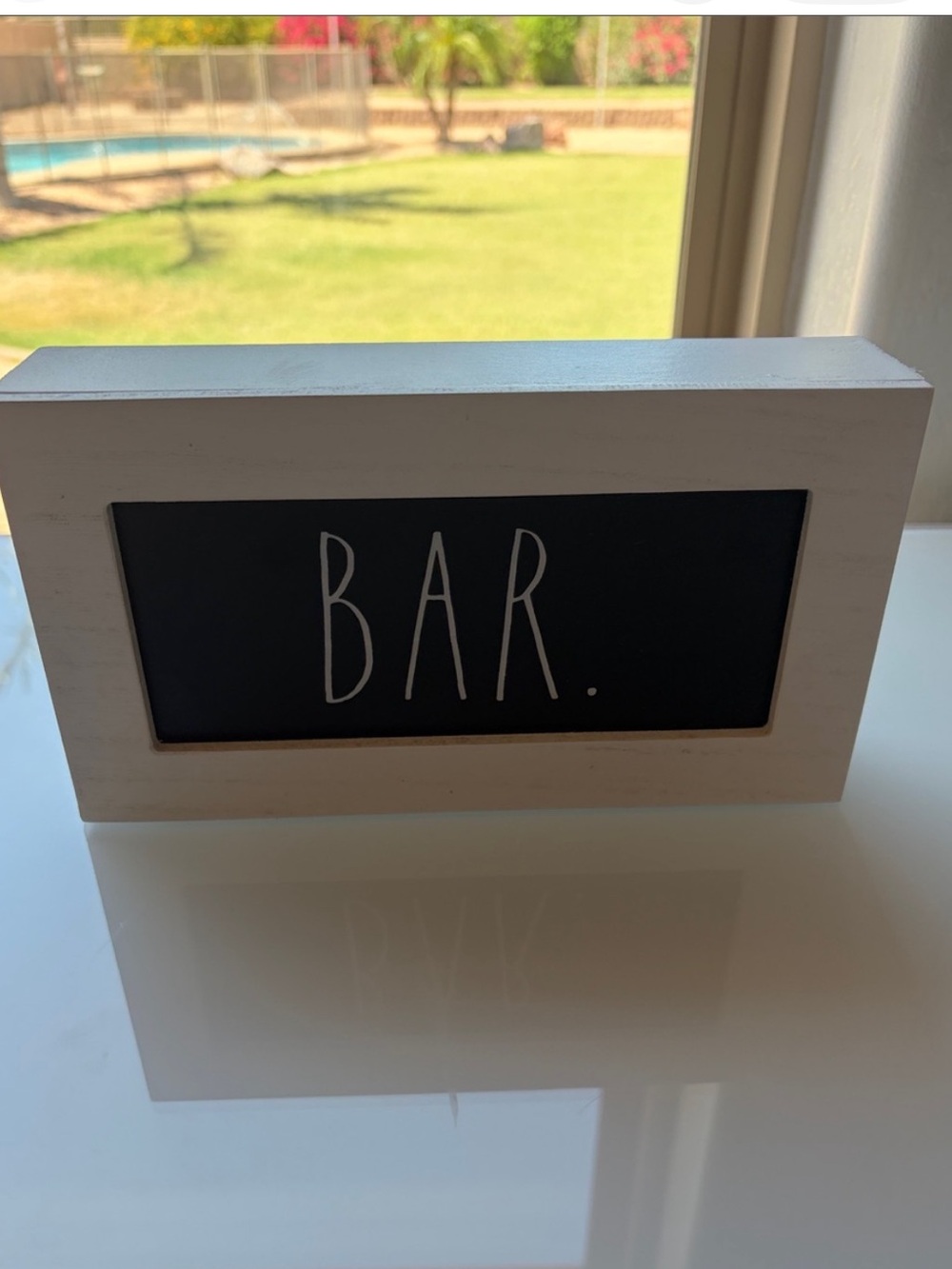 Rae Dunn White Framed BAR Sign with Black Panel